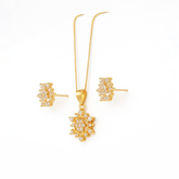 Gold-Plated Sparkling CZ Pendant Set
